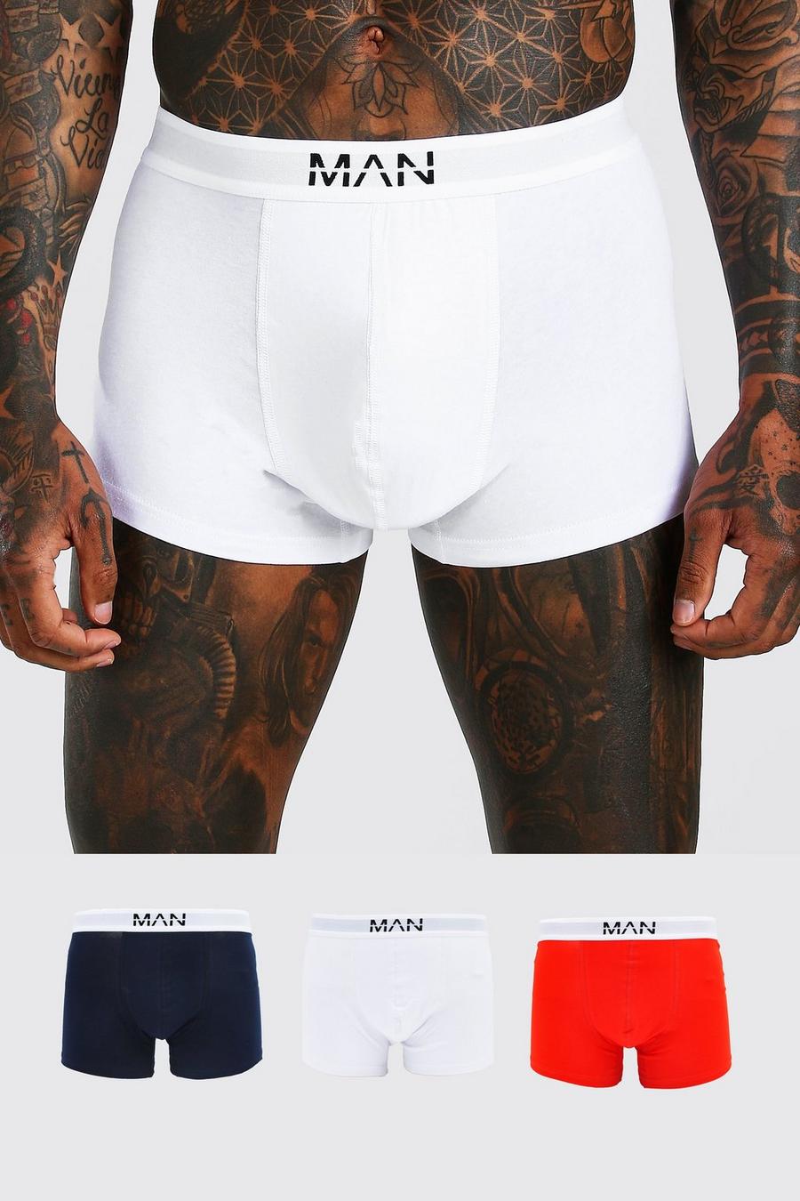 3er-Pack Boxershorts in verschiedenen Farben mit MAN-Streifen, Mehrfarbig image number 1