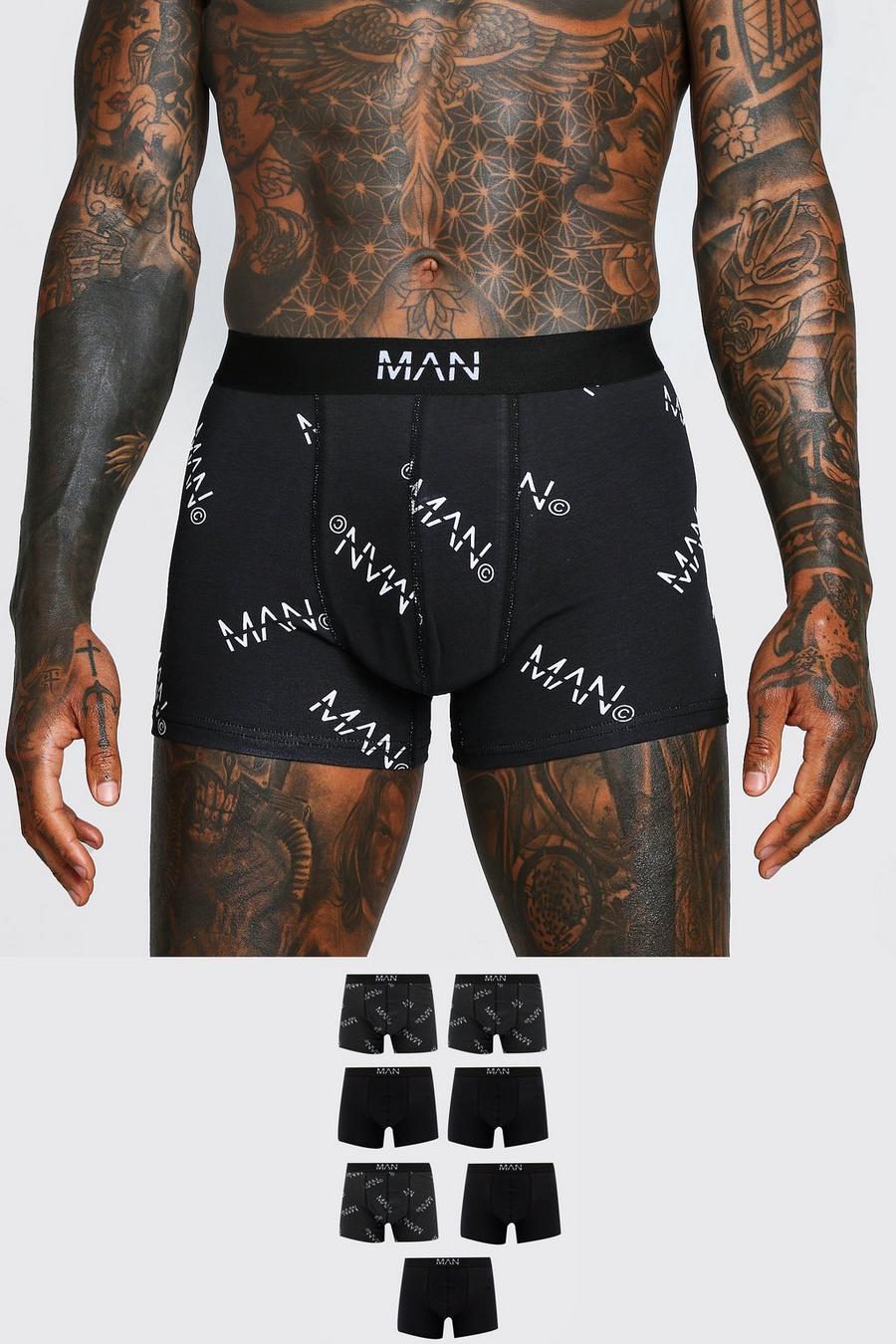Black svart 7 Pack MAN Dash All Over Print Multi Pack Boxers image number 1