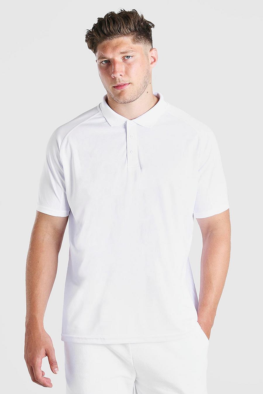 White Plus Size Raglan Stretch Polo image number 1