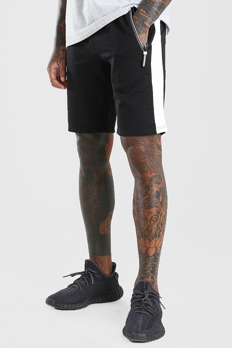 Black negro Mid Length Jersey Short With Side Panel  image number 1