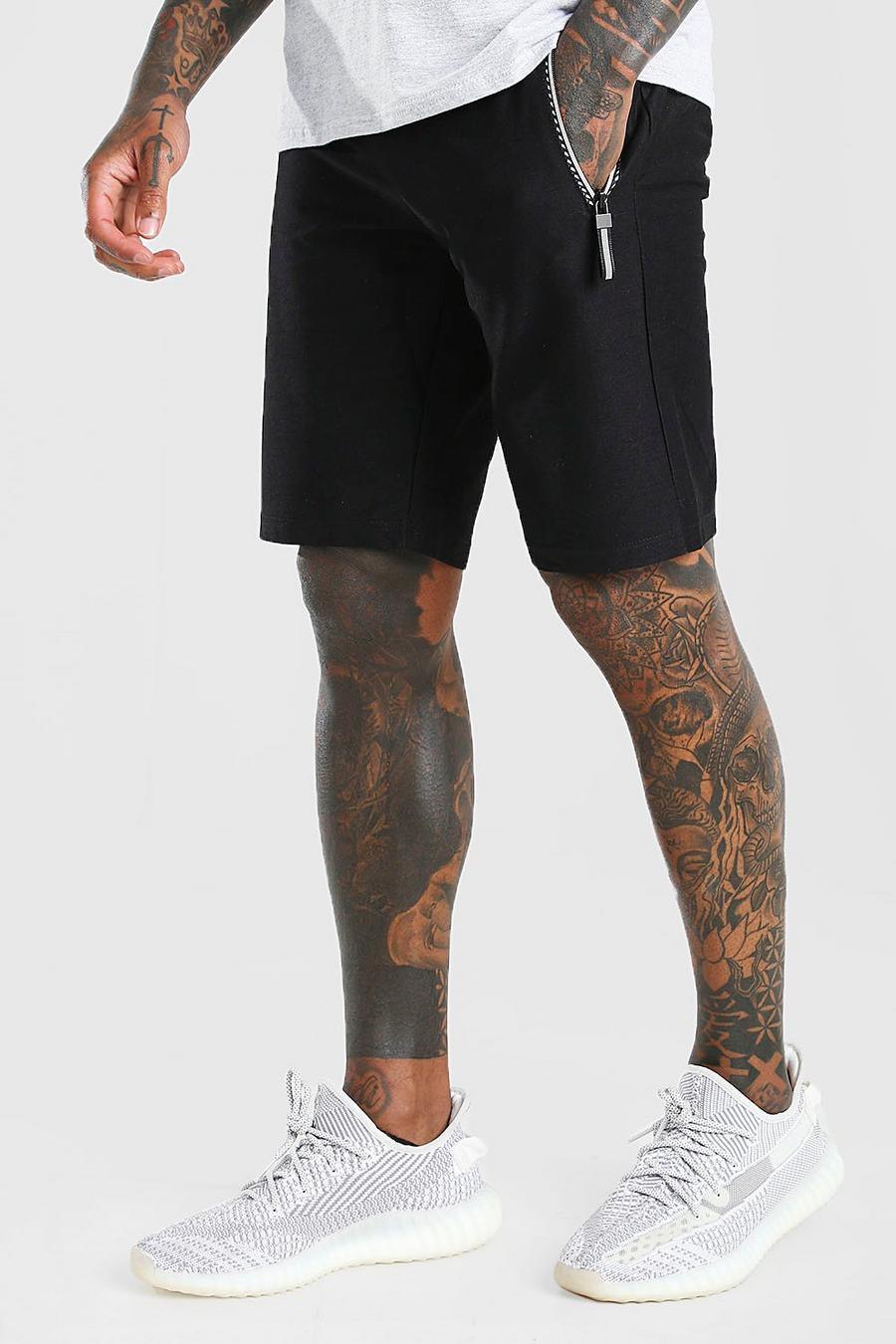 Mid Length Jersey Shorts With Side Zips image number 1
