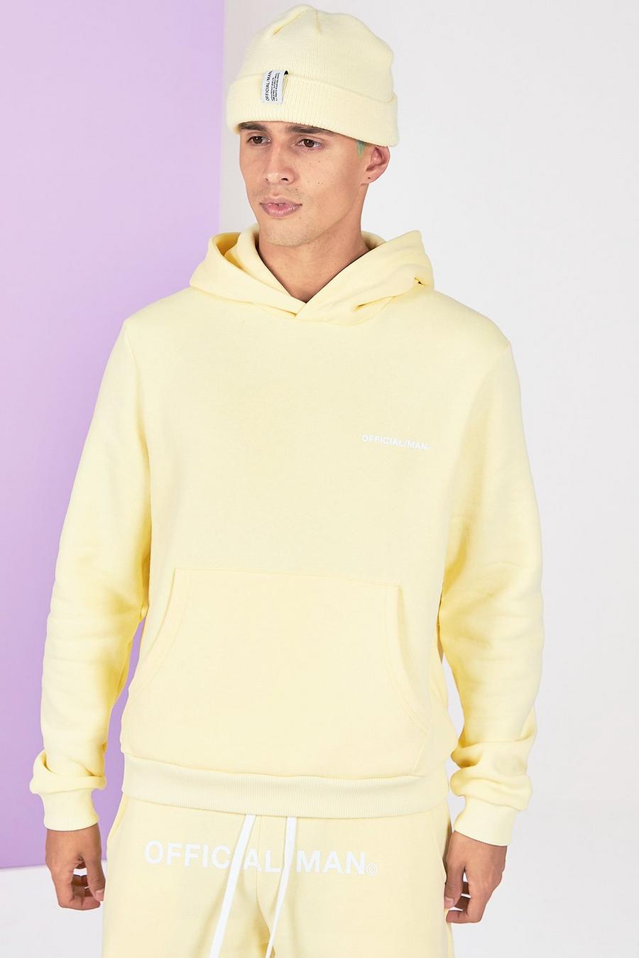 Yellow Boxy Official Man Front And Back Print Hoodie image number 1