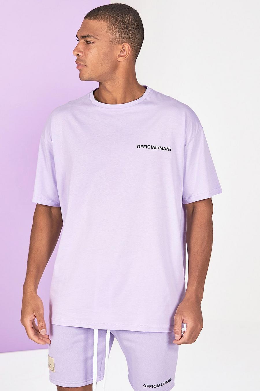 Lilac grey Oversized Official Man Front Print T-Shirt image number 1
