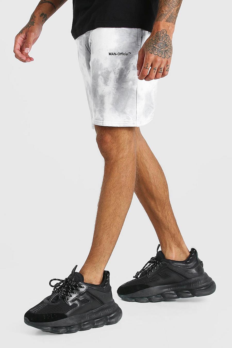 Mittellange Jersey-Shorts mit „MAN Official“-Motiv in Batik-Optik image number 1