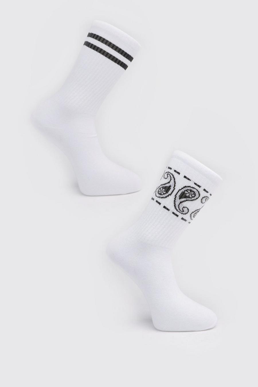 Bedruckte Socken, 2er-Pack, Weiß image number 1