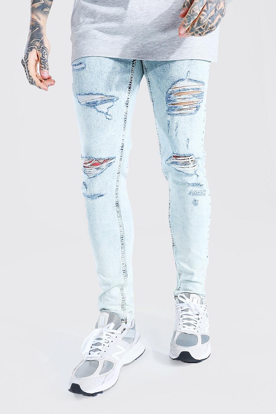 Ice blue Skinny Stretch All Over Rip Jean image number 1