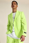Green Relaxed Buttoned Single Breasted Suit Jacket