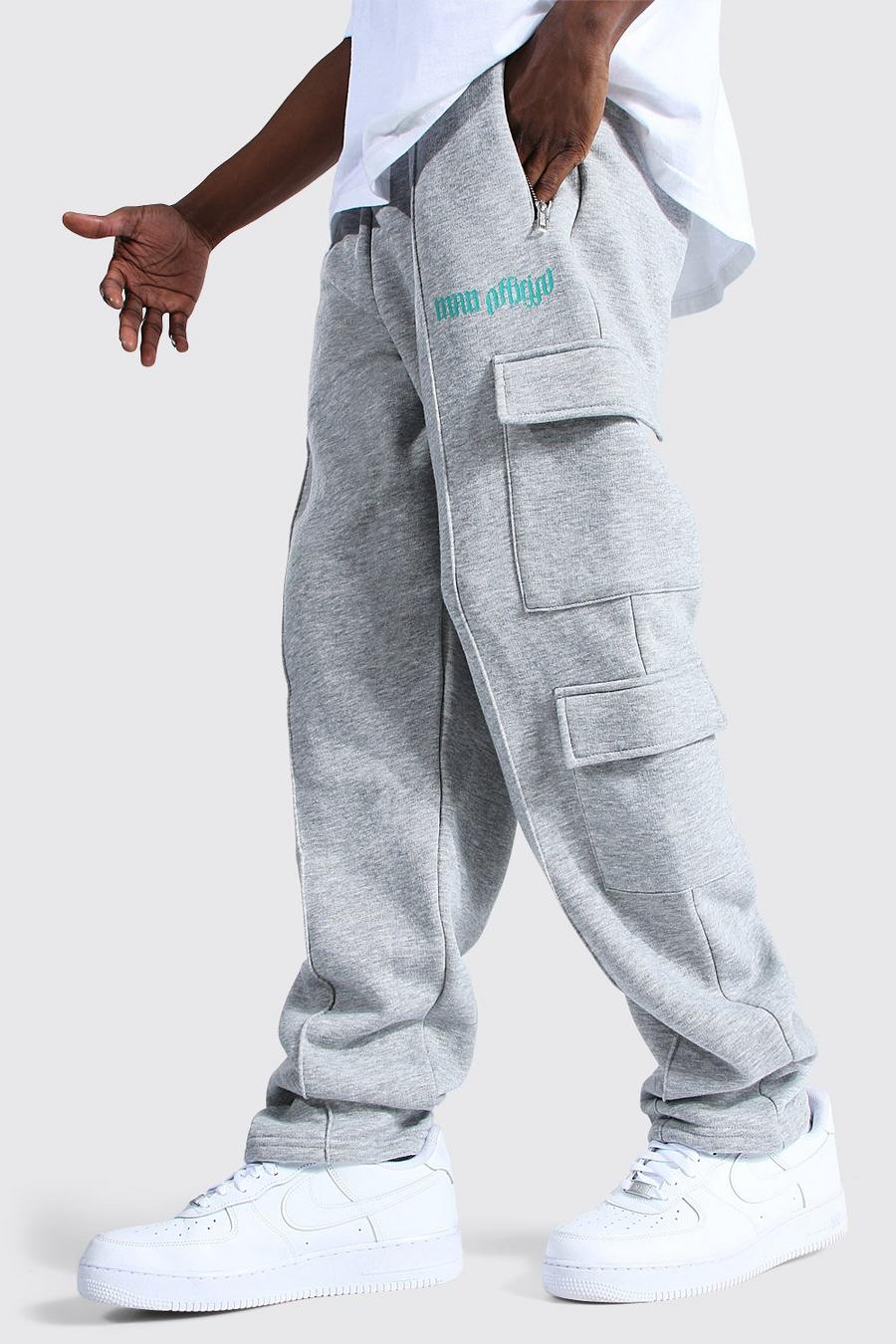 Pantalones de deporte de camuflaje de corte estándar con pinzas Official MAN, Marga gris image number 1