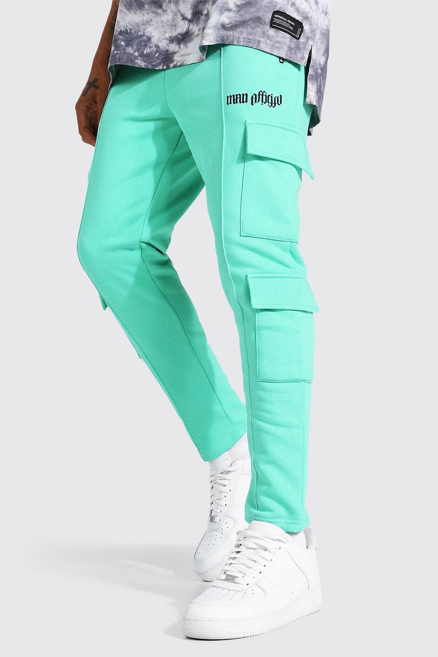 Pantaloni tuta regolari Official in stile Cargo con nervatura, Green image number 1
