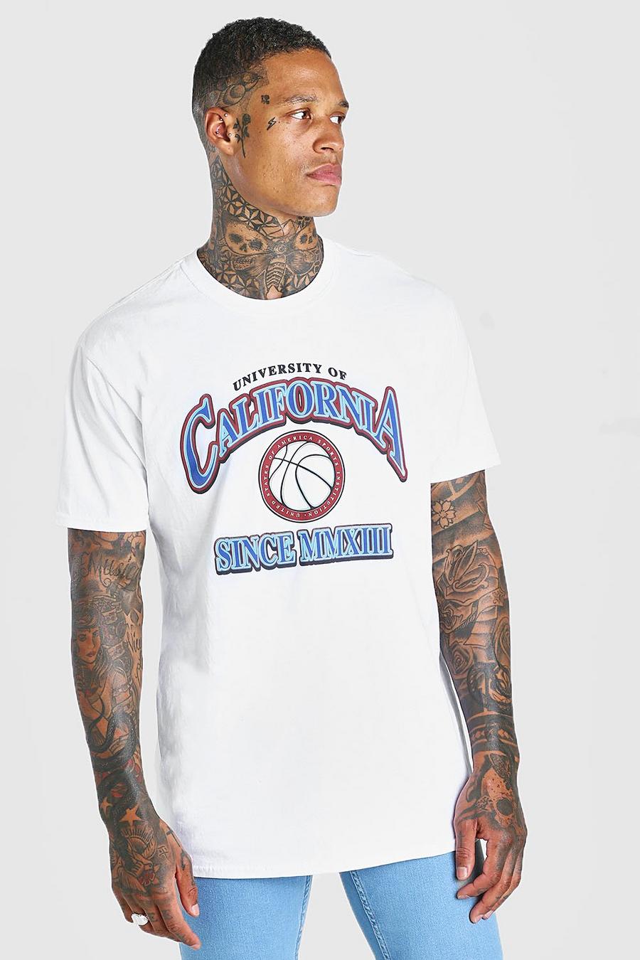 White Oversize t-shirt med grafiskt baskettryck image number 1