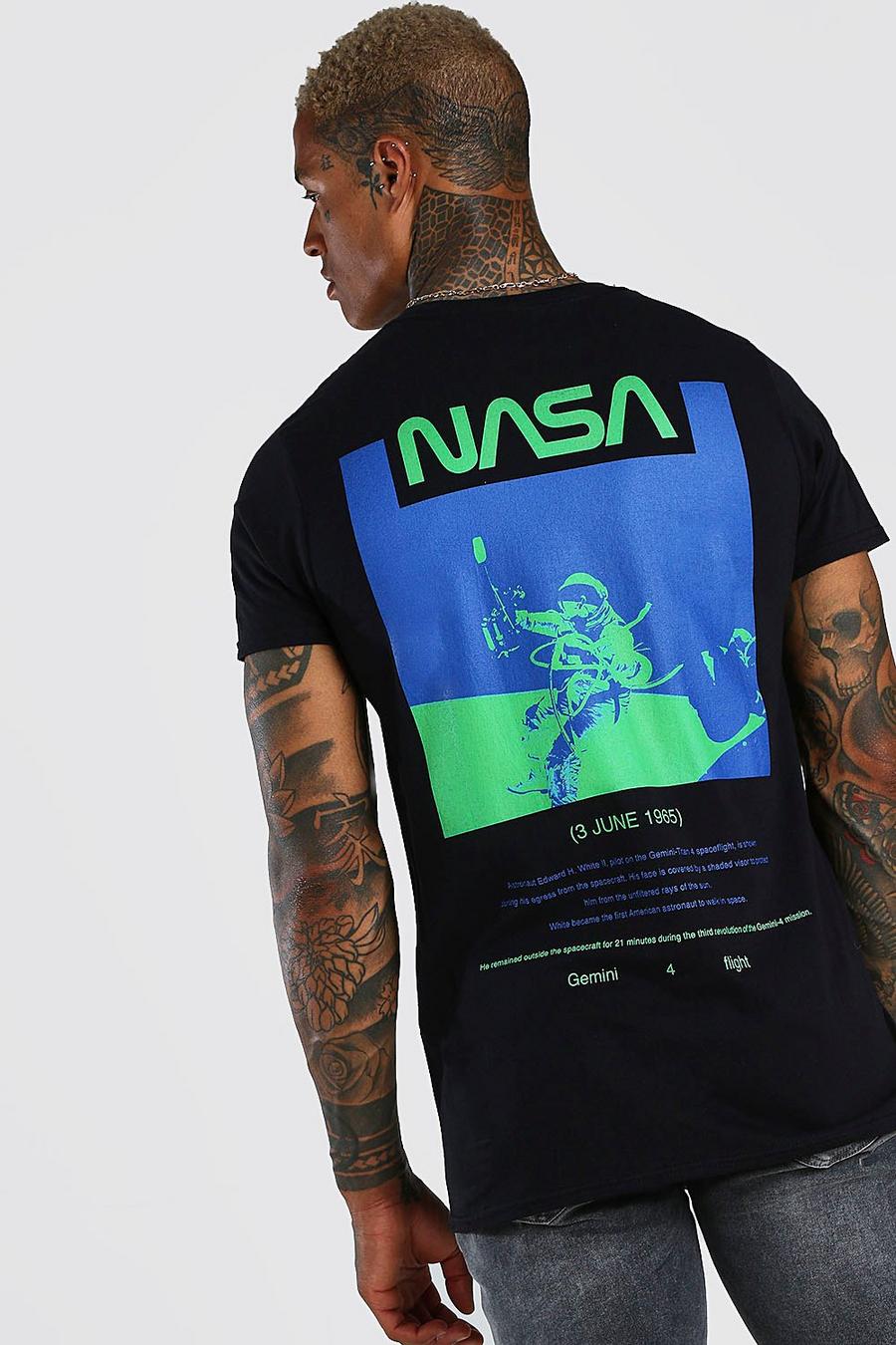 Black NASA Astronaut Back Print License T-Shirt image number 1
