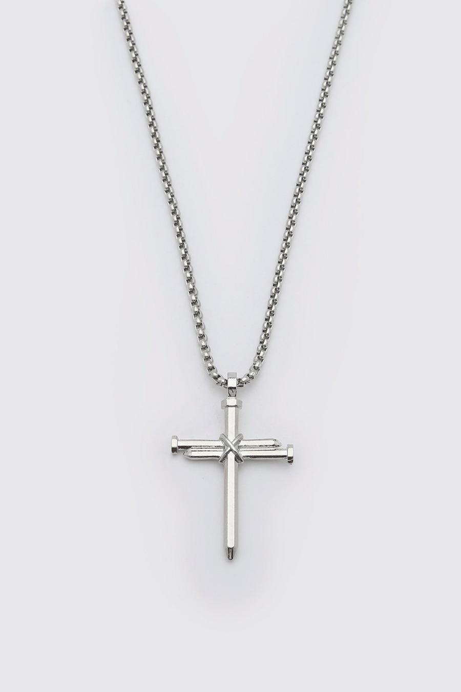 Collana con pendente a croce, Argento image number 1