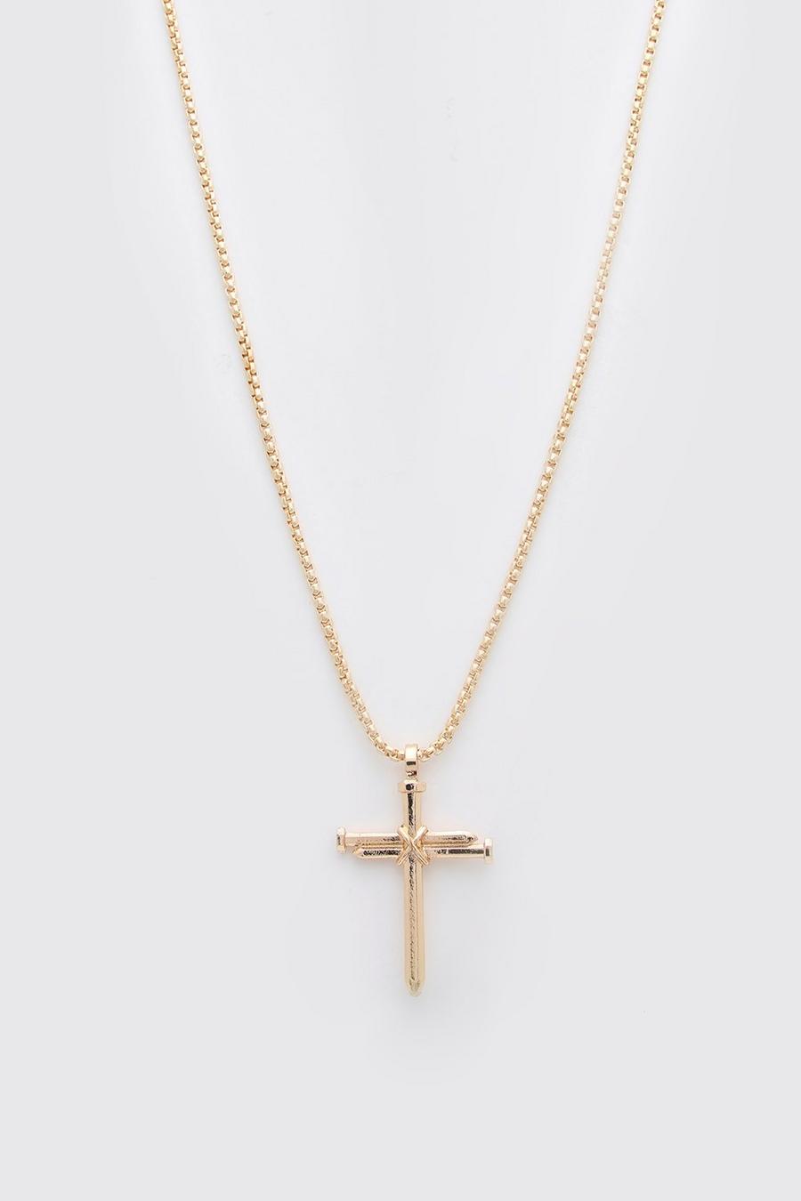 Gold metallic Cross Pendant Necklace image number 1