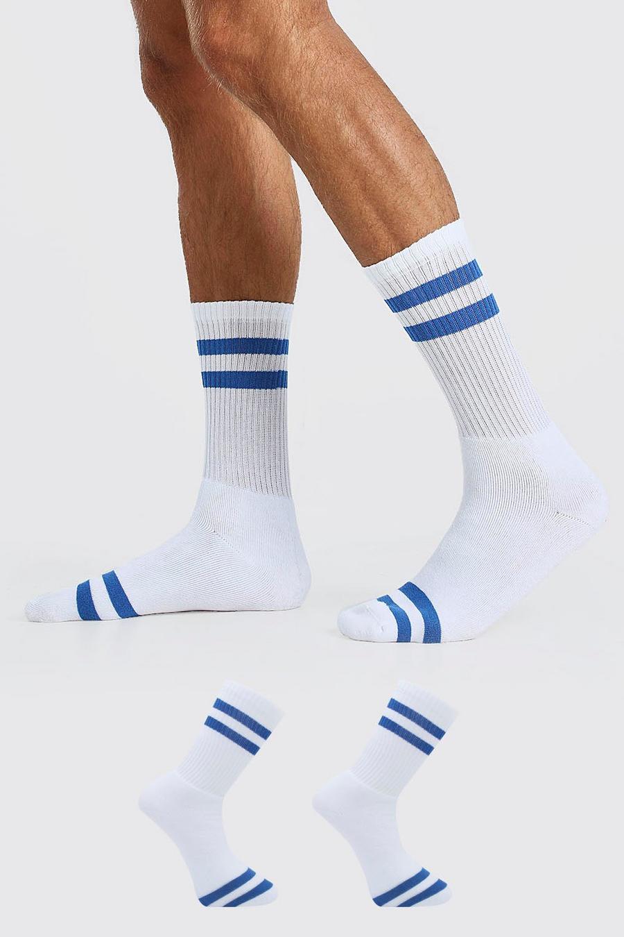 Blue 2 Pack Stripe Sport Socks image number 1