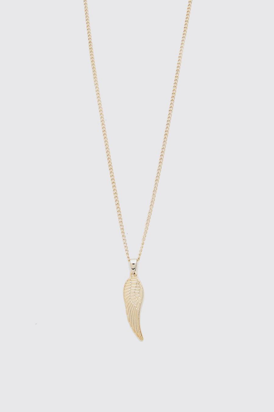 Gold Angel Wing Pendant Necklace image number 1
