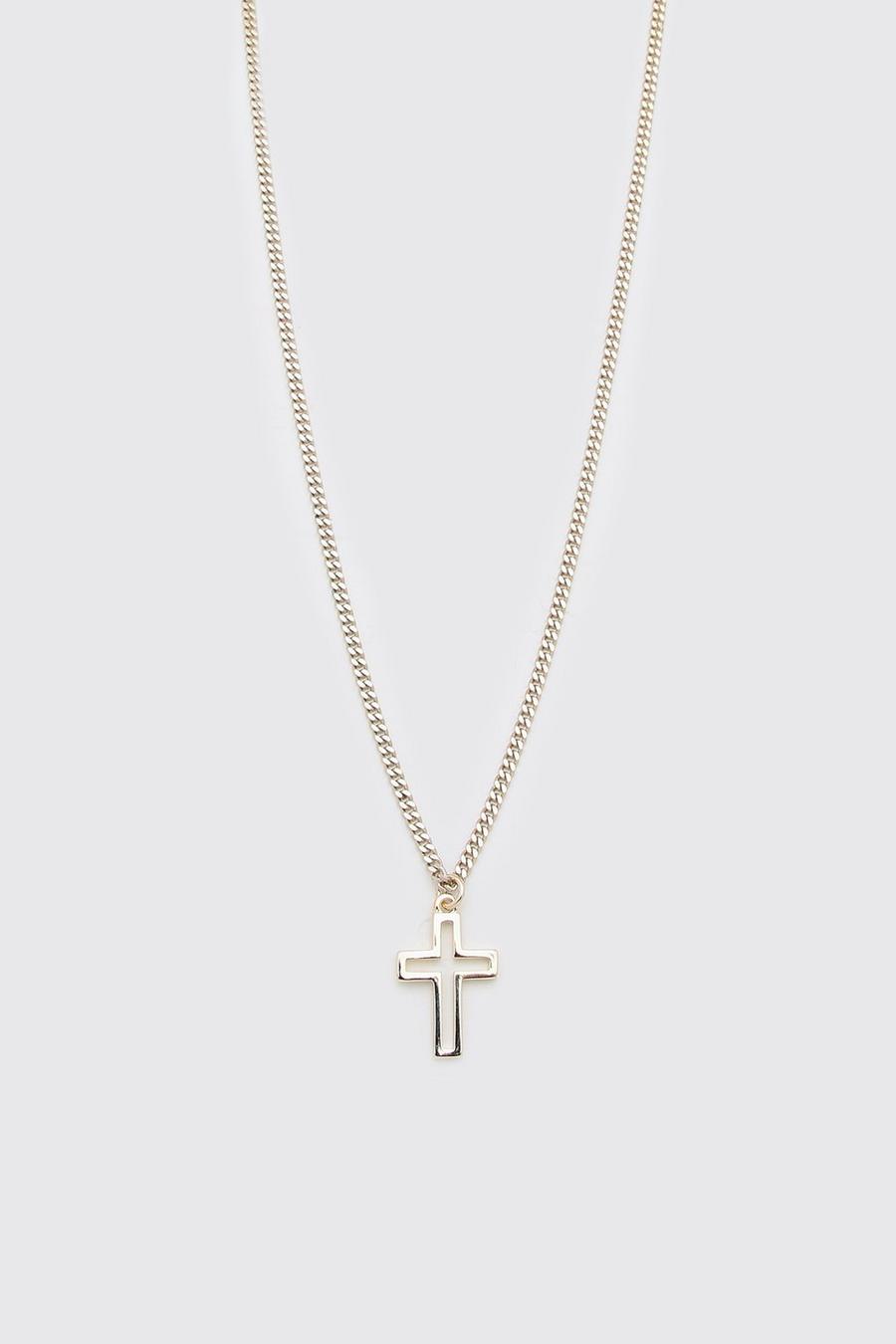 Collier avec pendentif croix, Or metallic