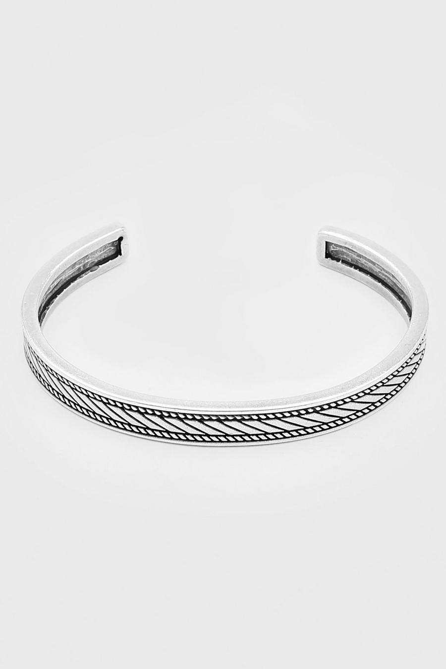 Silver Stelt armband med strukturmönster image number 1