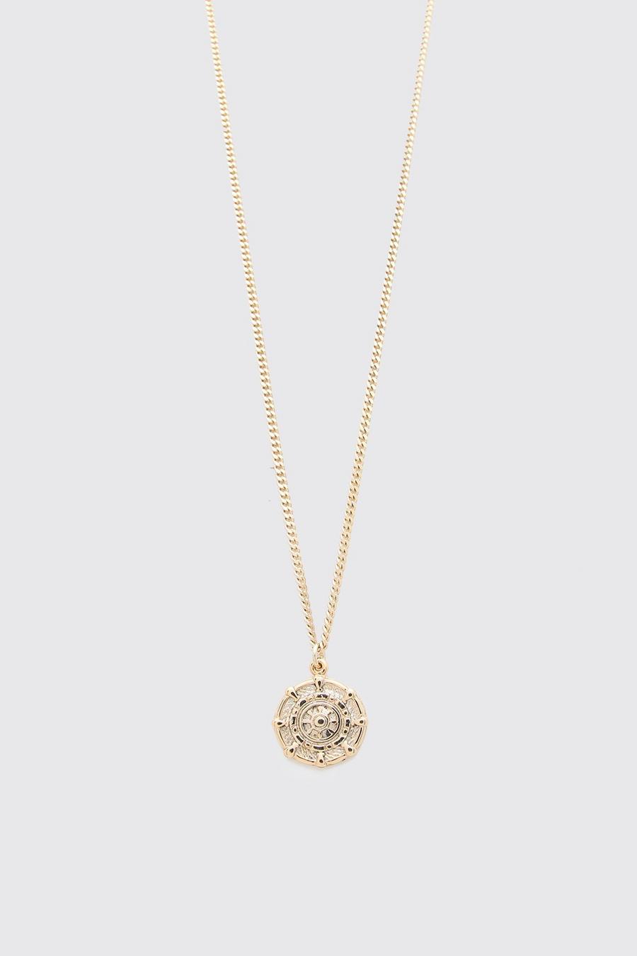 Gold Compass Pendant Necklace image number 1