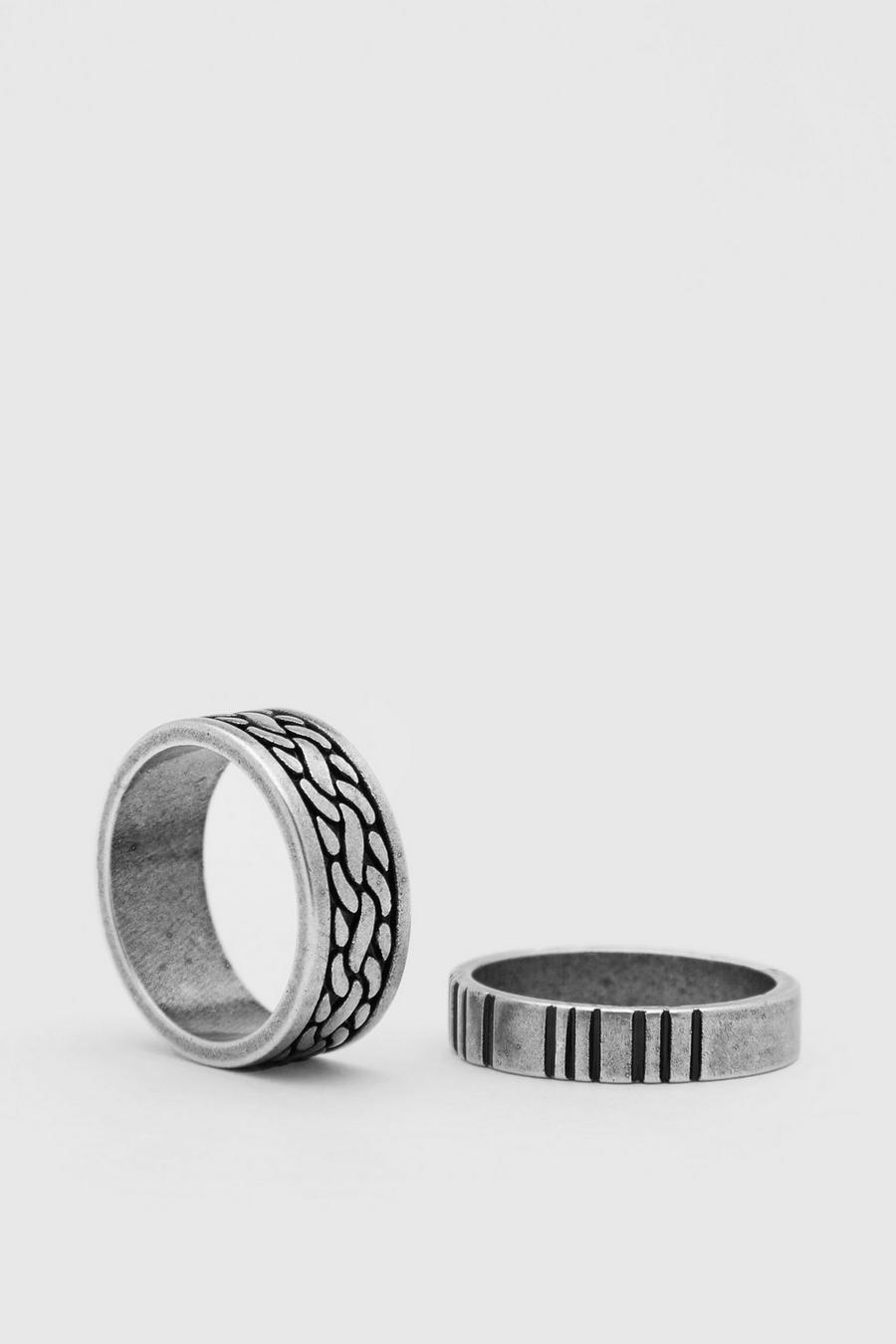 Silver 2 Pack Ring Set