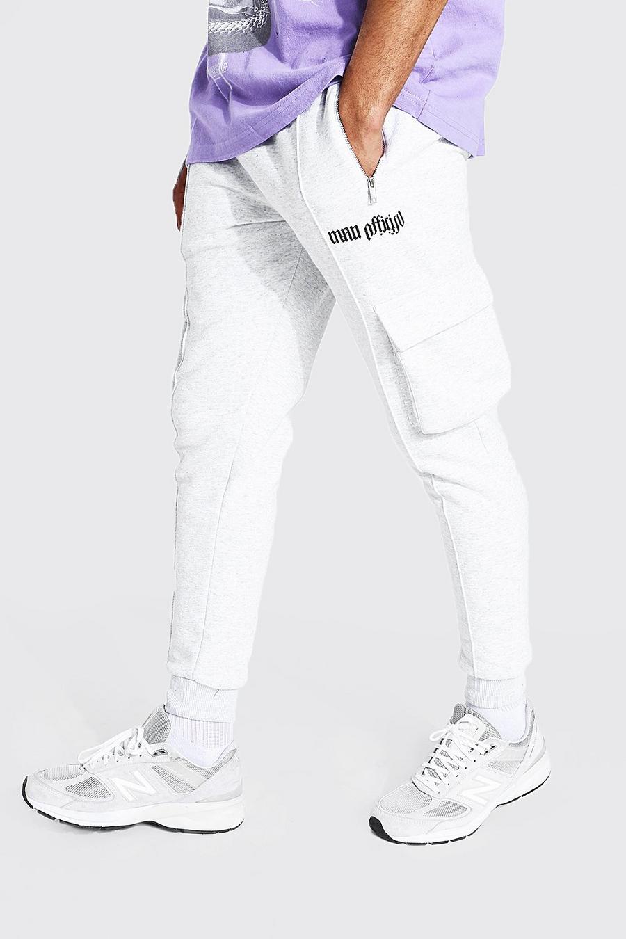 אפור מכנסי ריצה קרגו בגזרה צמודה עם קפל Man Official image number 1