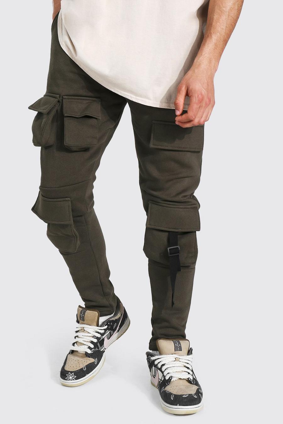 Official Man Skinny Jogginghosen mit Cargo-Tasche, Khaki image number 1