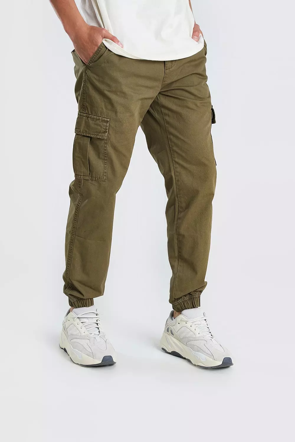 Elastic Waist Slim Fit Cargo Trouser