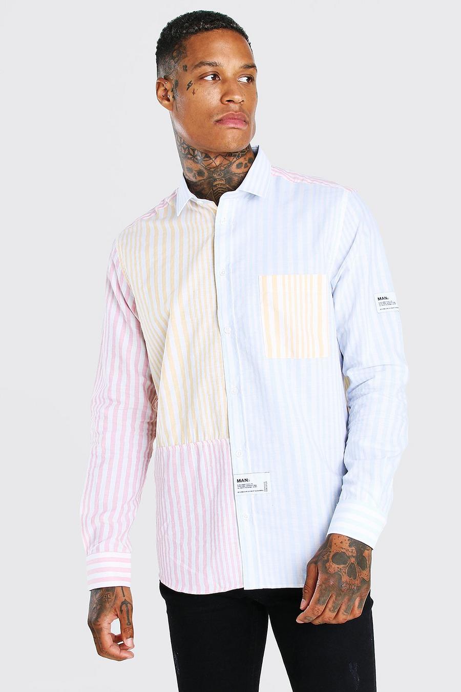 Multi Oversize skjorta i poplin med blockfärger image number 1