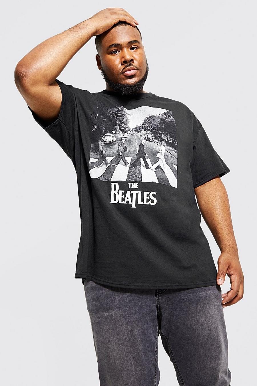 Zwart Plus Size Gelicenseerd Beatles T-Shirt image number 1