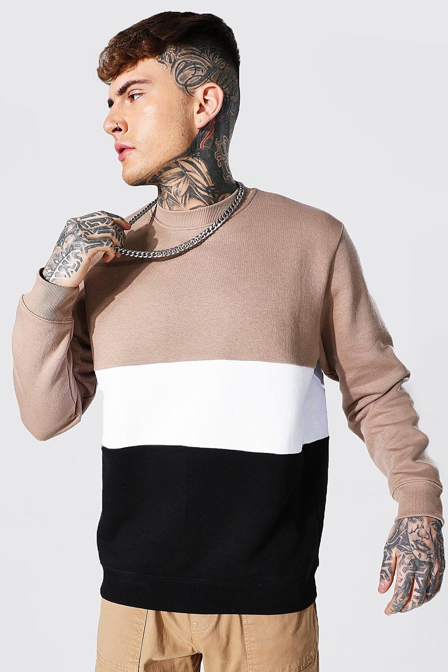 Sweat colour block, Taupe image number 1