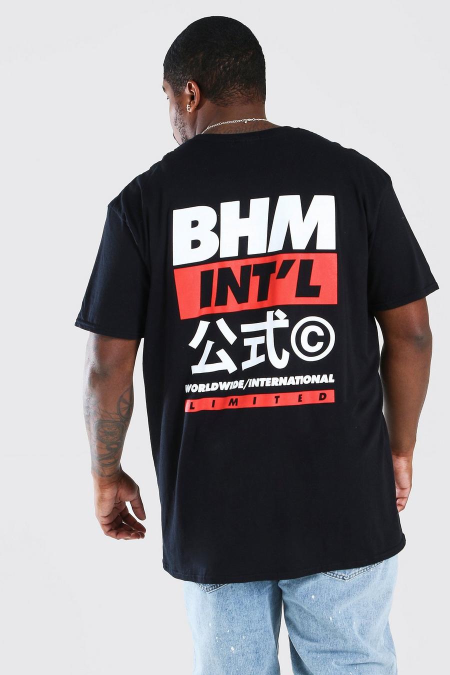 Grandes tailles - T-shirt imprimé BHM International, Noir image number 1