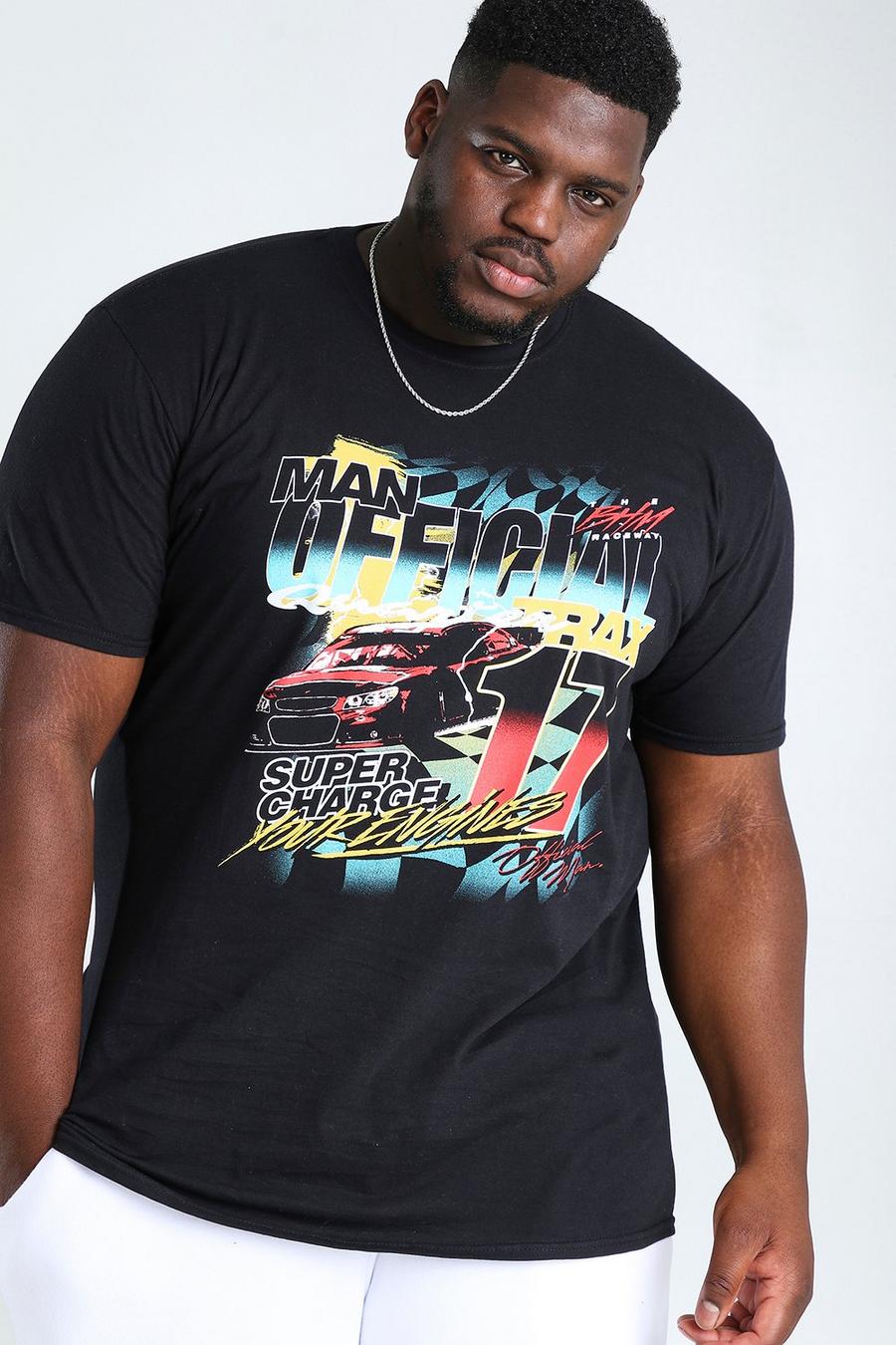 שחור טישרט MAN Official עם הדפס NASCAR לגברים גדולים וגבוהים image number 1