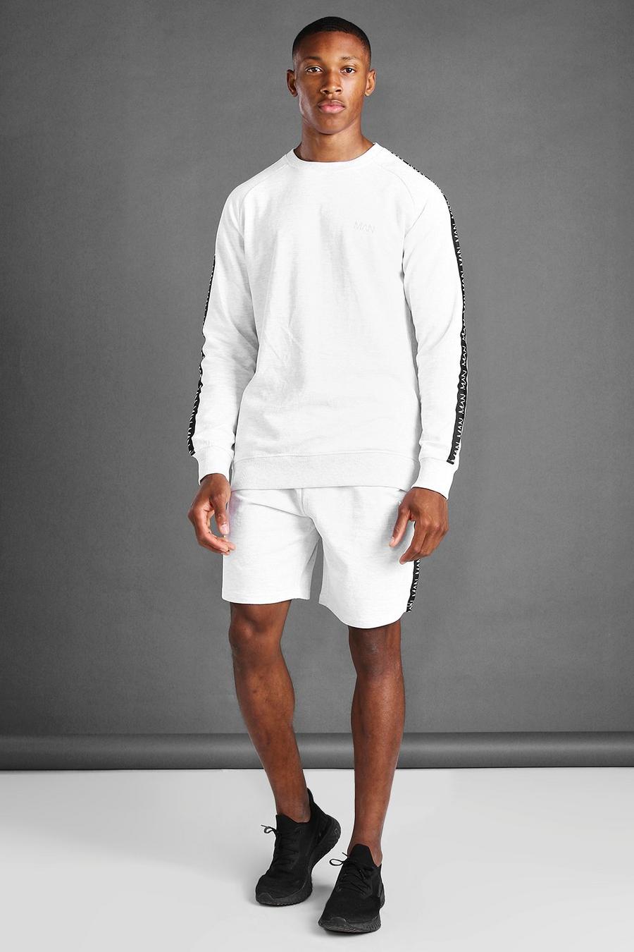 Ecru Sweatshirt och shorts med kantband image number 1