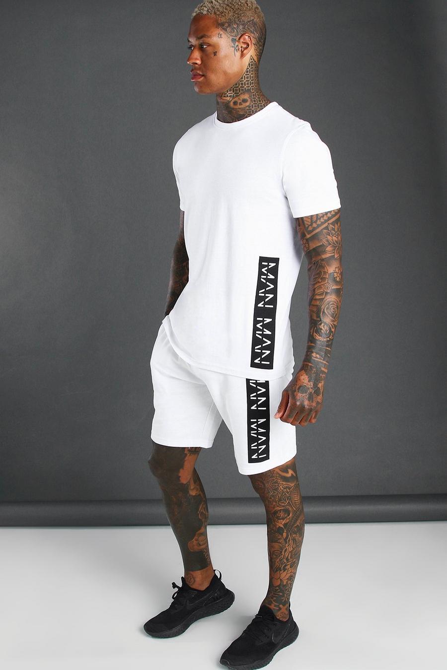 T-Shirt And Short Set With MAN Branded Panel image number 1