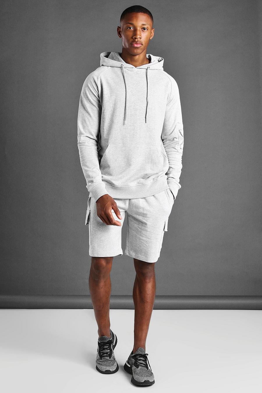 Grey Cargo Short And Hoodie Set image number 1