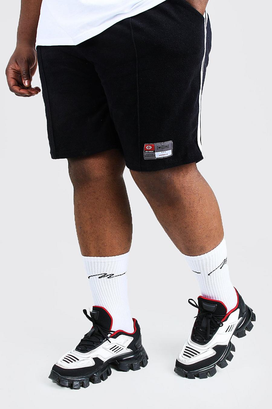 Black Big & Tall - Shorts i bomullsfrotté med kantband image number 1
