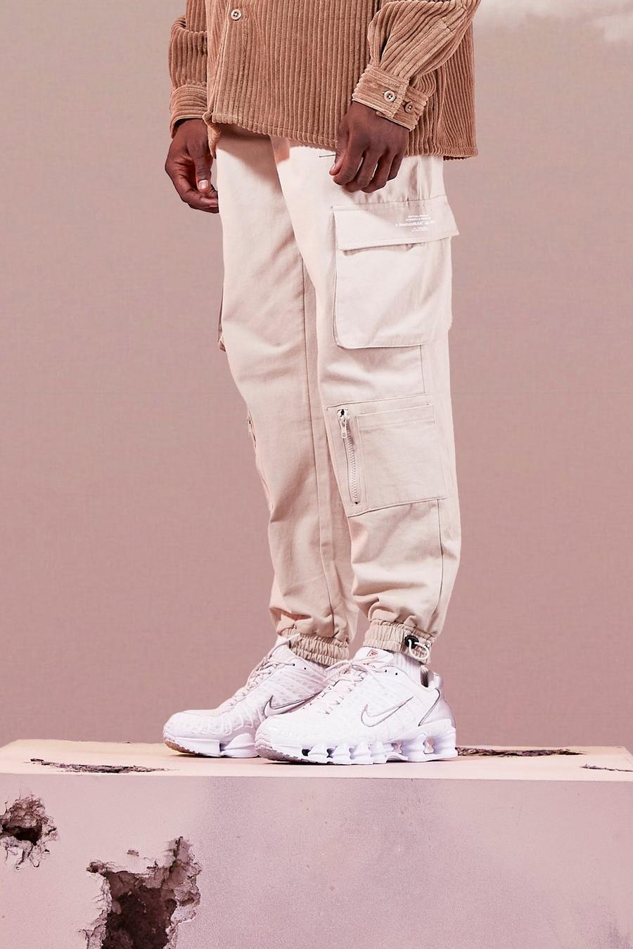Stone Twill Multi Pocket Cargo Pants With Bungee Cords image number 1