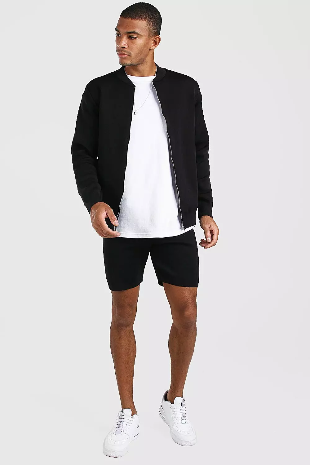 Bomber jacket with shorts best sale