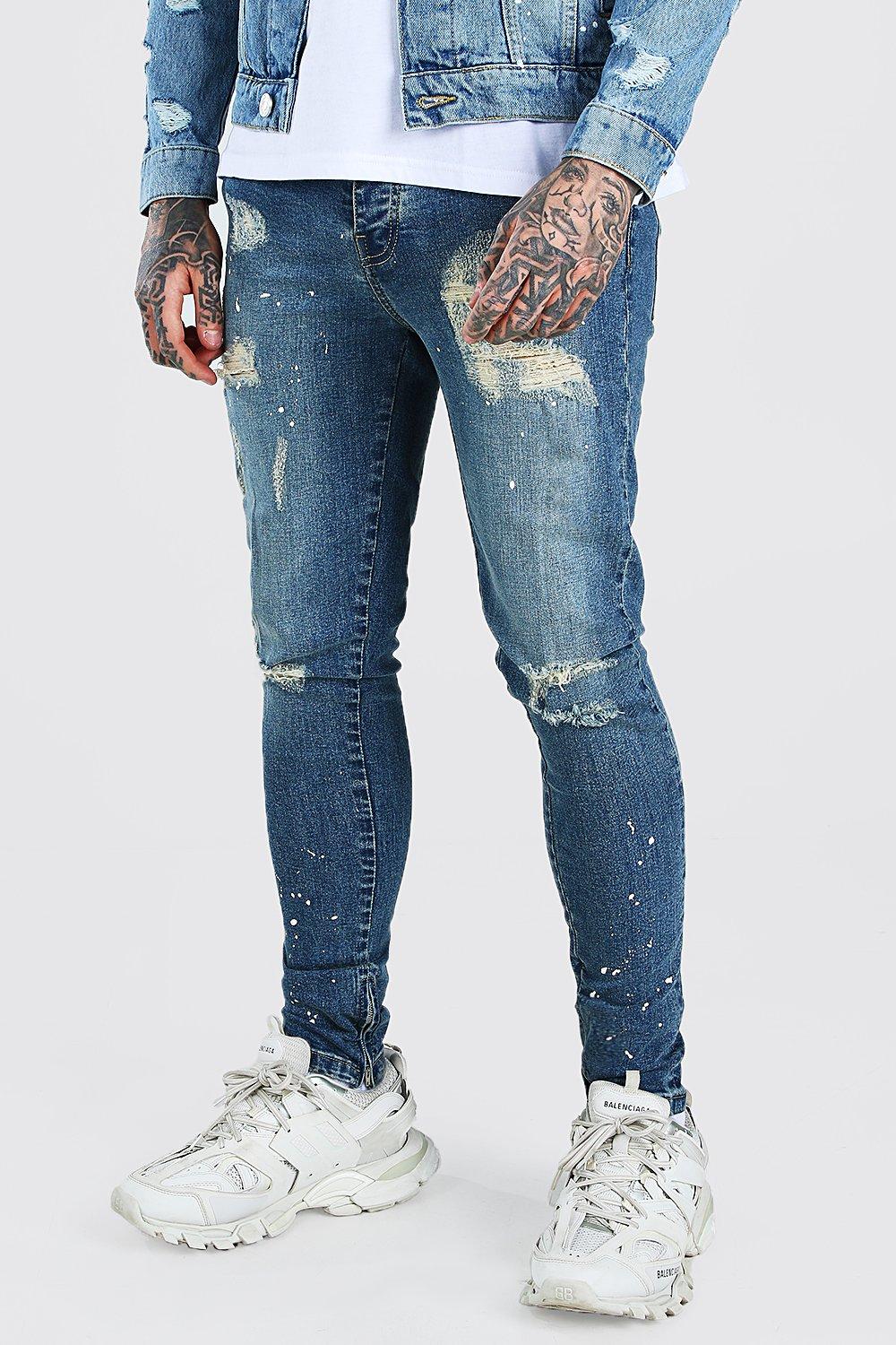 over distressed jeans