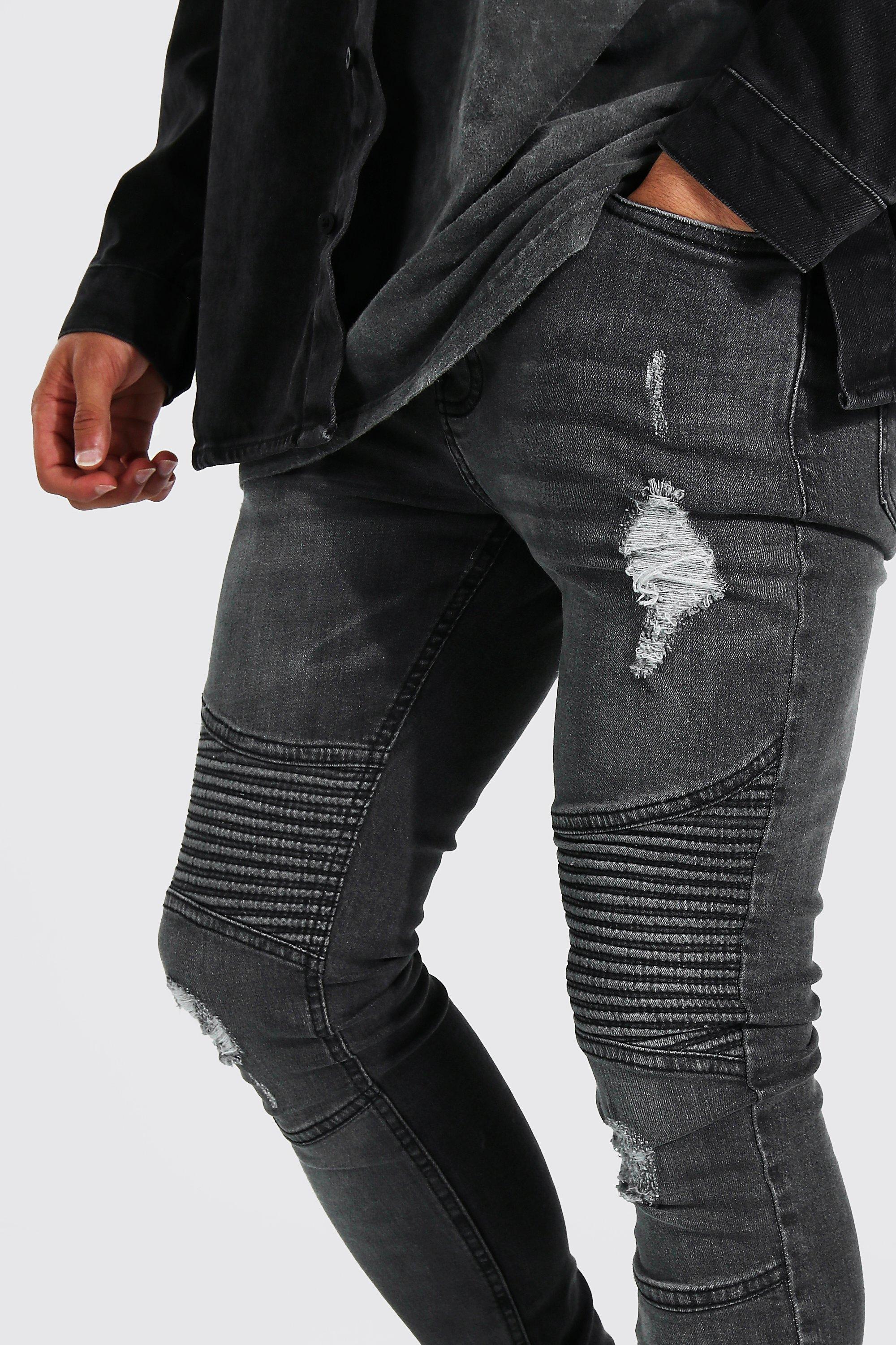 dark grey biker jeans