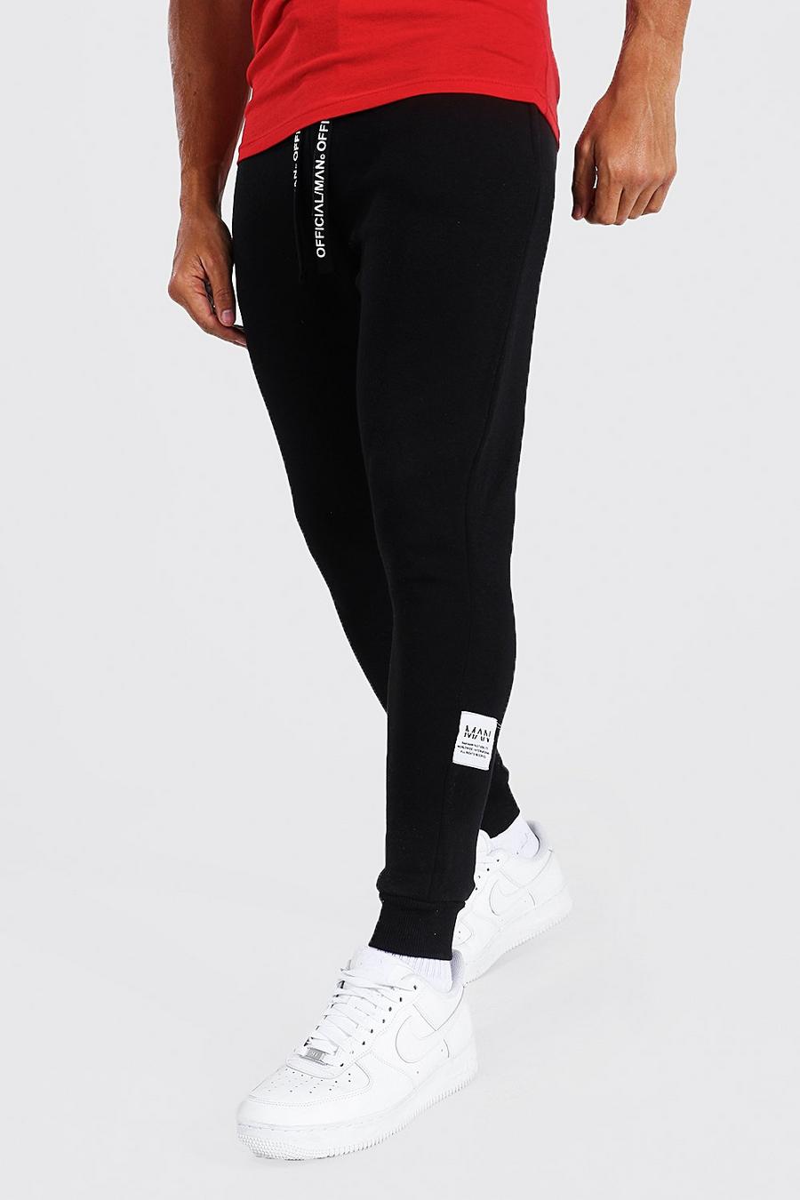Black Skinny Fit Jogger With Man Drawcords image number 1