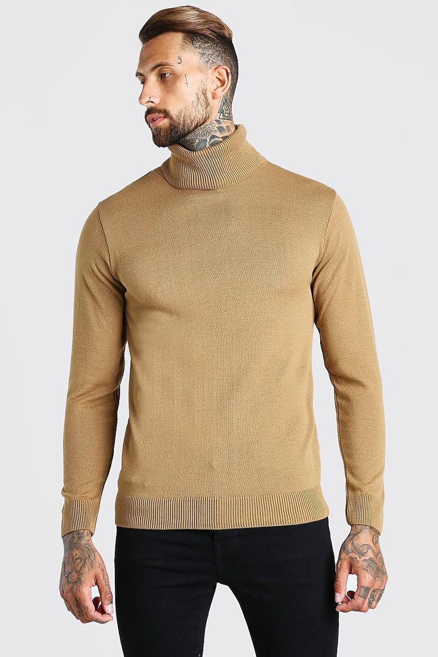 Camel Regular Fit Turtleneck Sweater image number 1