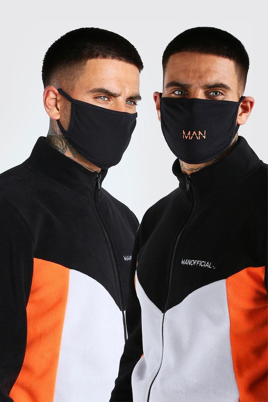 2er-Pack Fashion-Masken mit MAN-Streifen, Schwarz image number 1