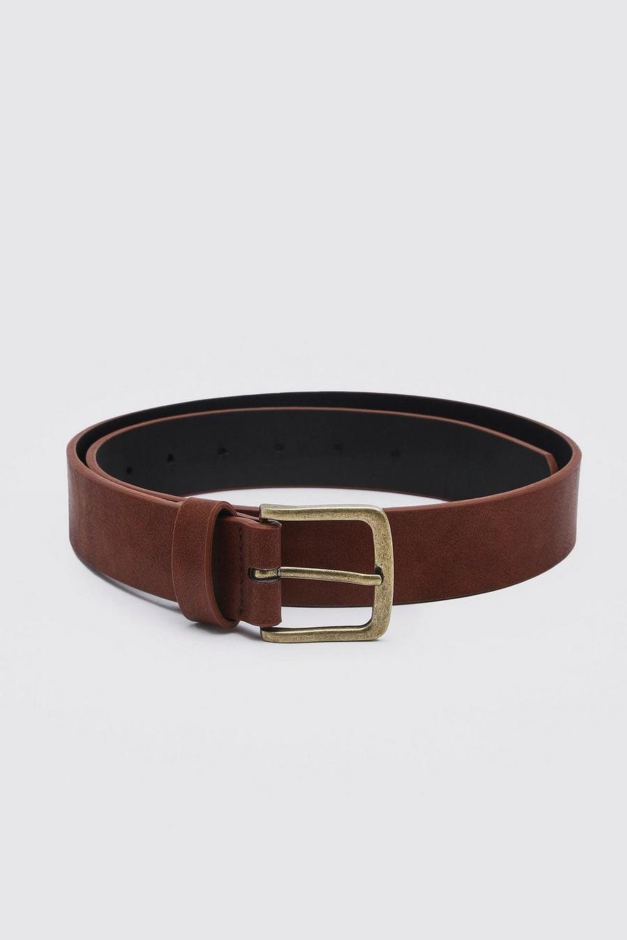 Tan Casual Leather Look Belt image number 1