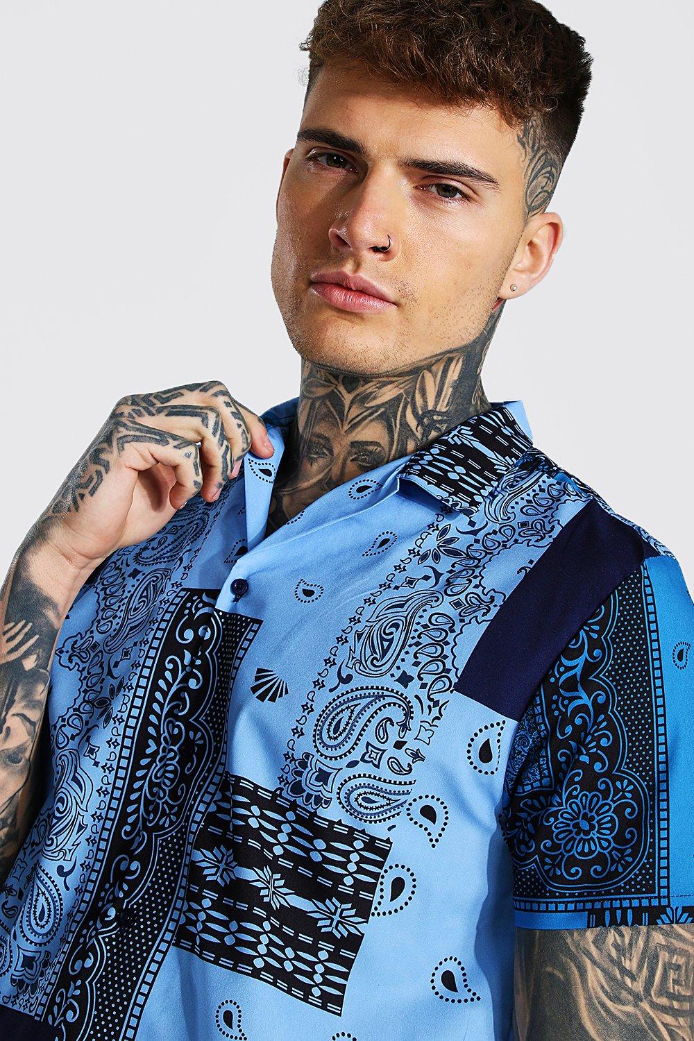 Men's Blue Bandana Shirt