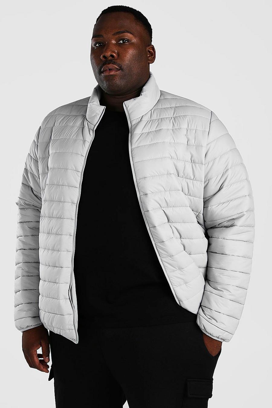 Light grey grå Plus Size MAN Foldaway Jacket With Bag image number 1