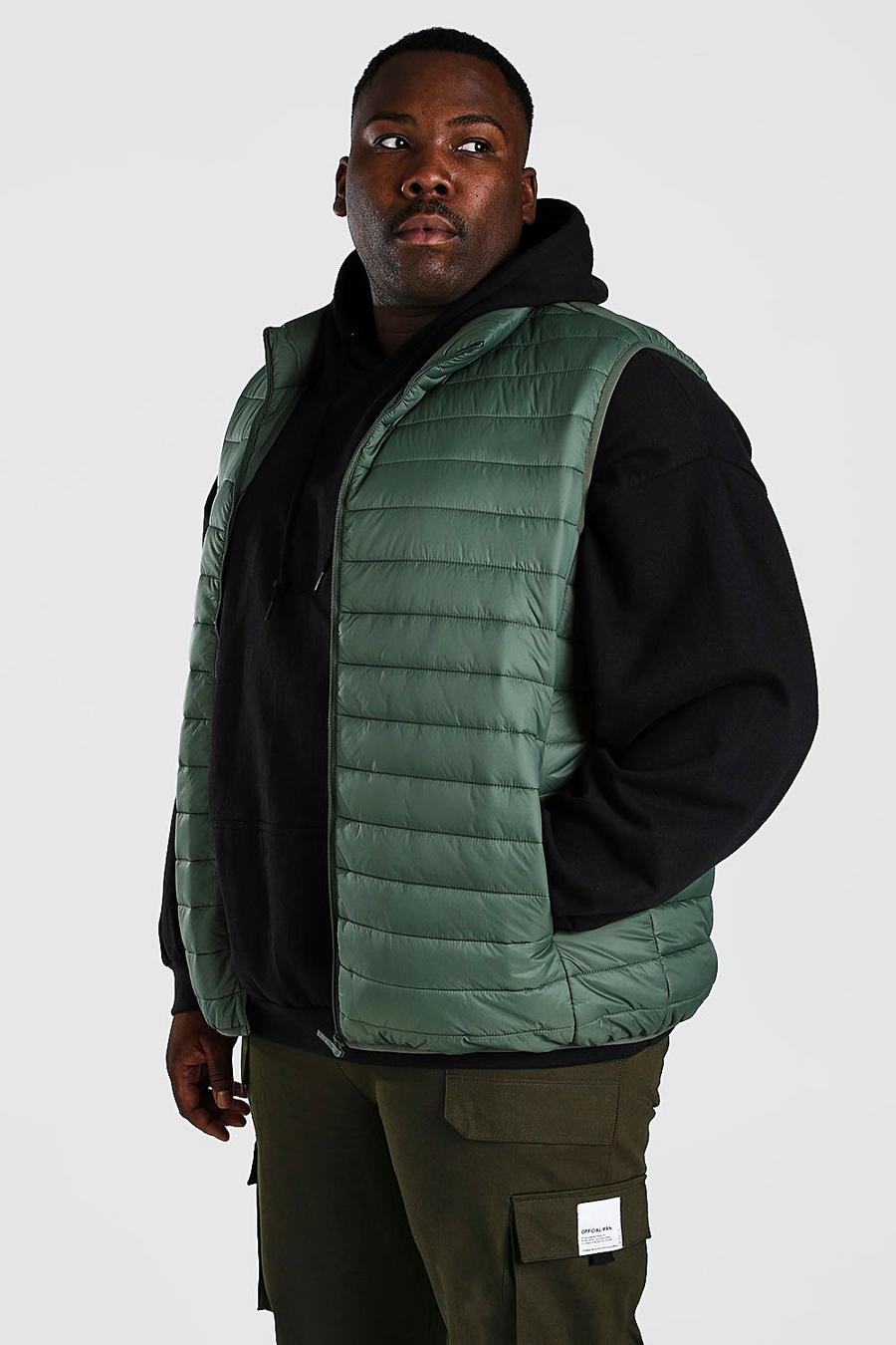 Olive Plus Size Man Foldaway Vest With Bag image number 1