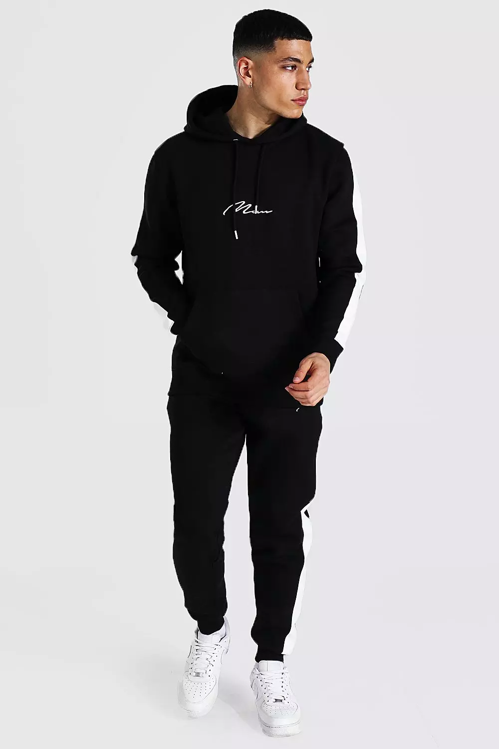 Black Man Signature Contrast Panel Tracksuit alternative image