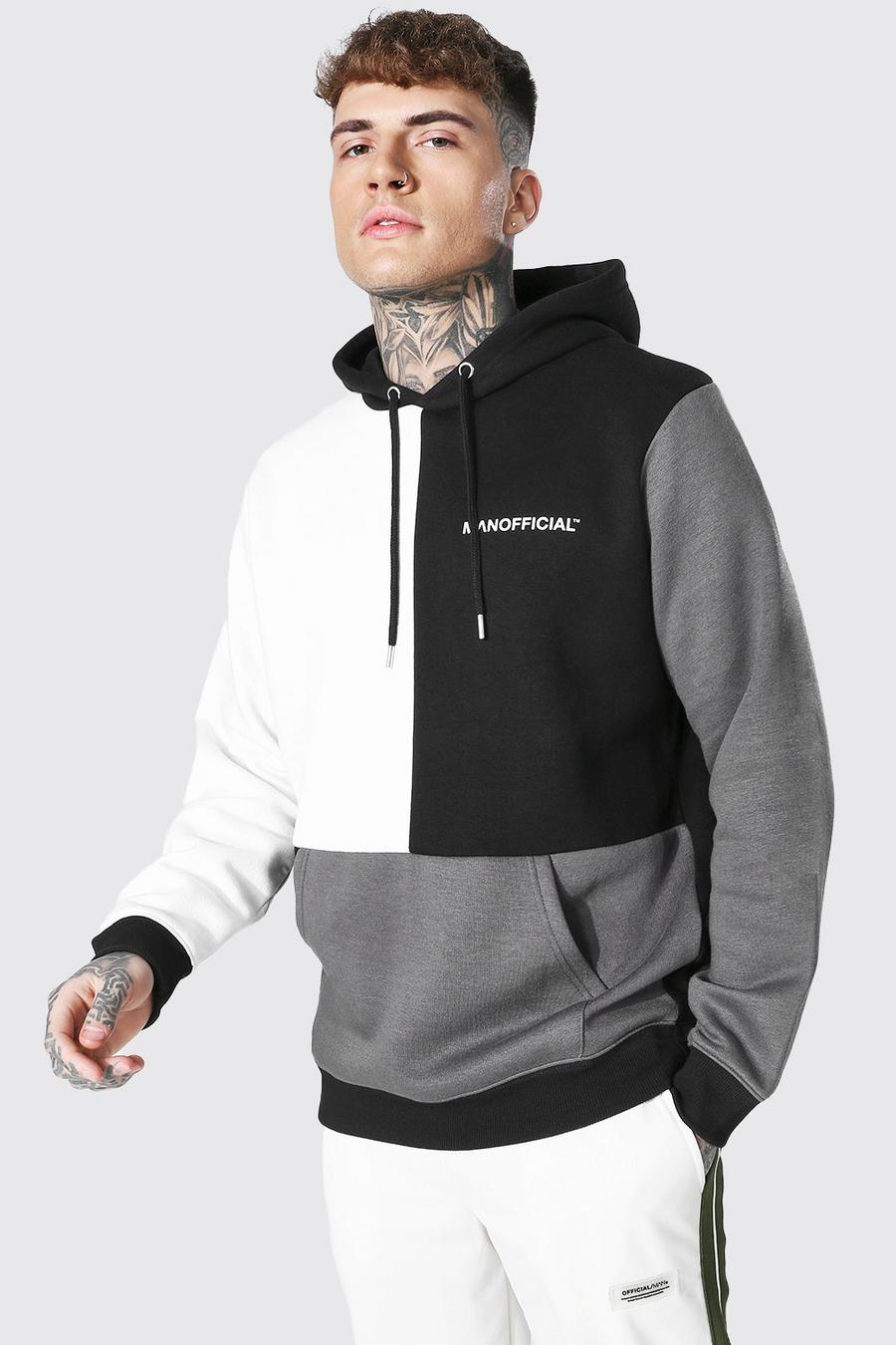 Ecru white Official Man Multi Colour Block Hoodie image number 1
