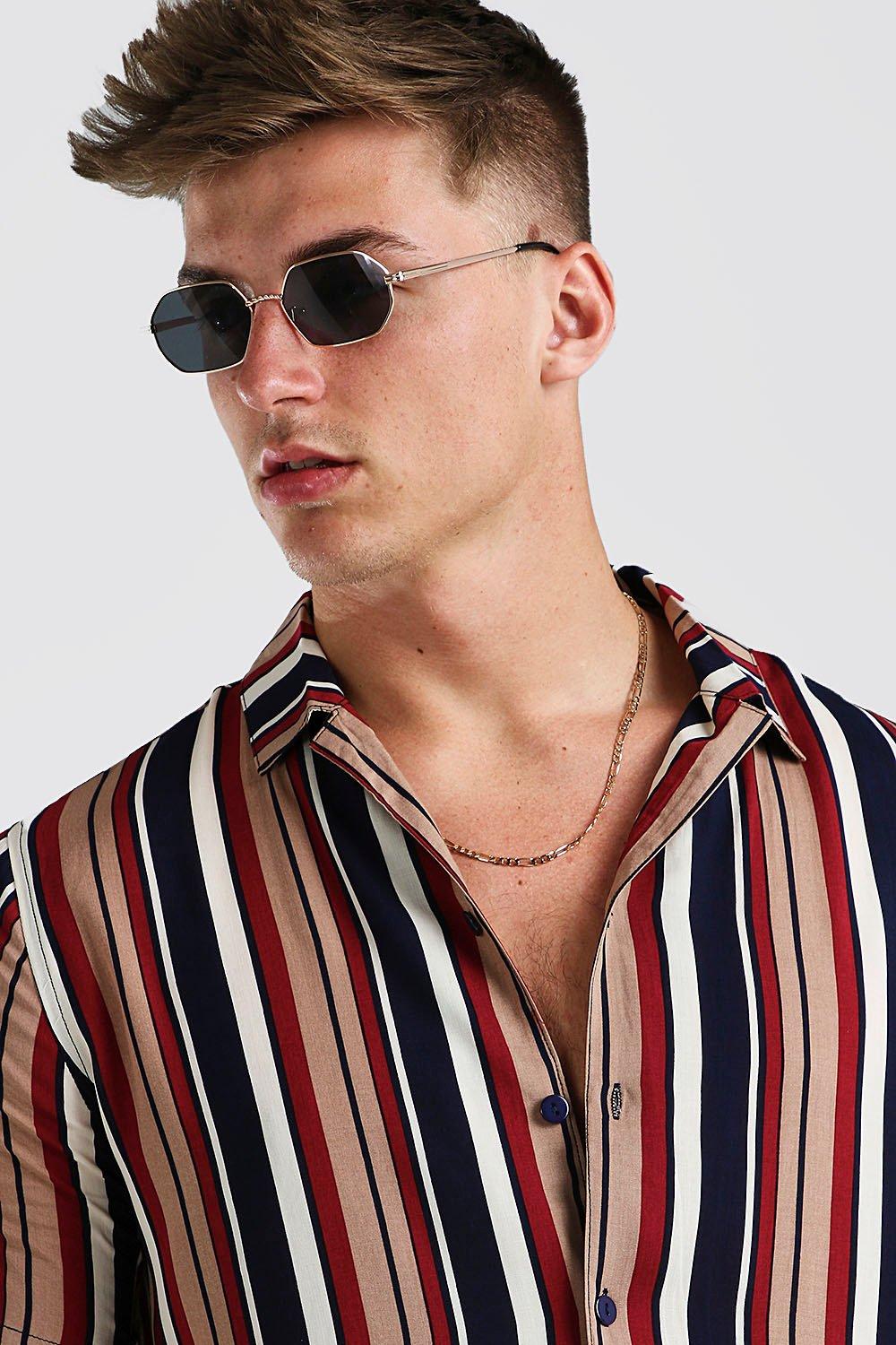 Camisa vintage hombre manga corta clearance
