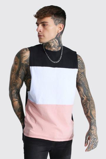 Colour Block Drop Armhole Tank mauve